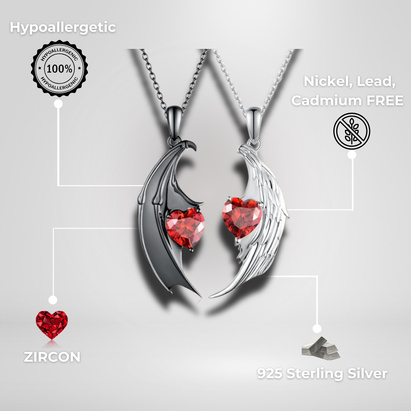 Angel & Devil Matching Couples/ Best Friends Necklace